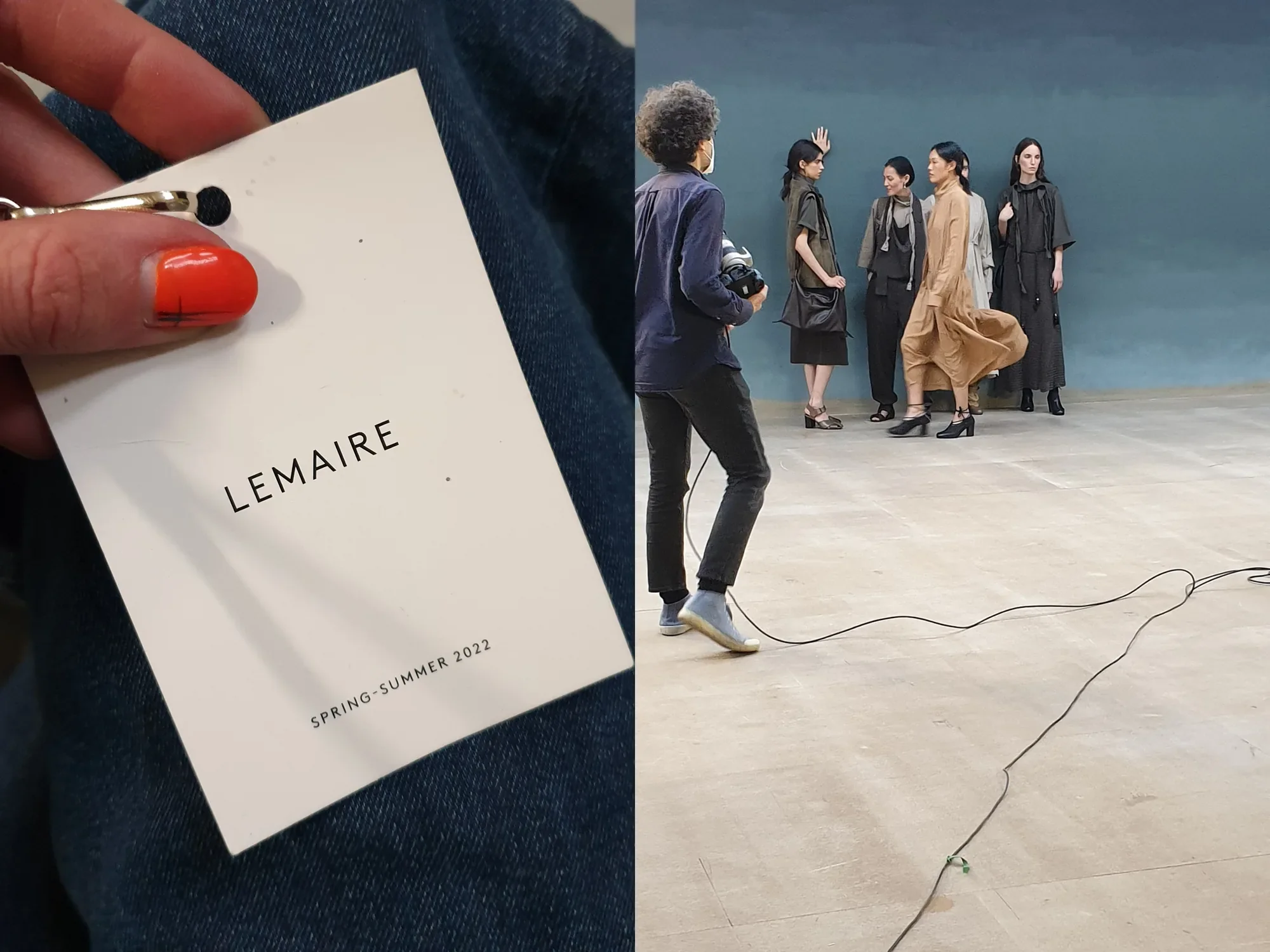 Backstage Lemaire SS22 invitation runway Fashion Week Paris