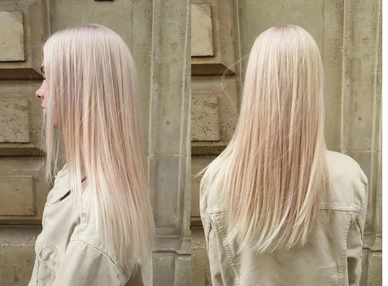 Blond polaire rosé cheveux longs Paris