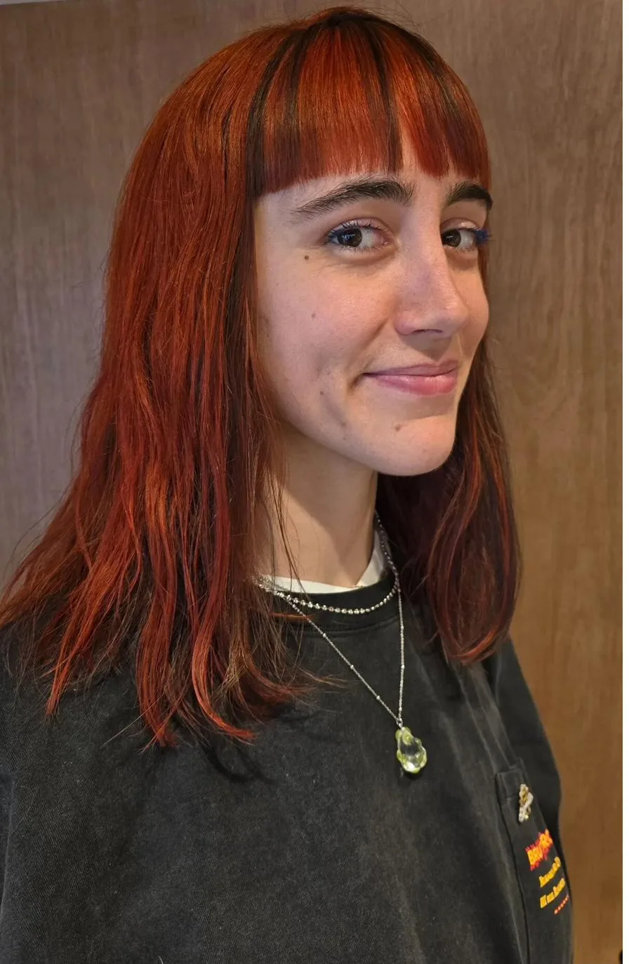 Balayage cuivré intense par Élodie Hue coloriste Paris