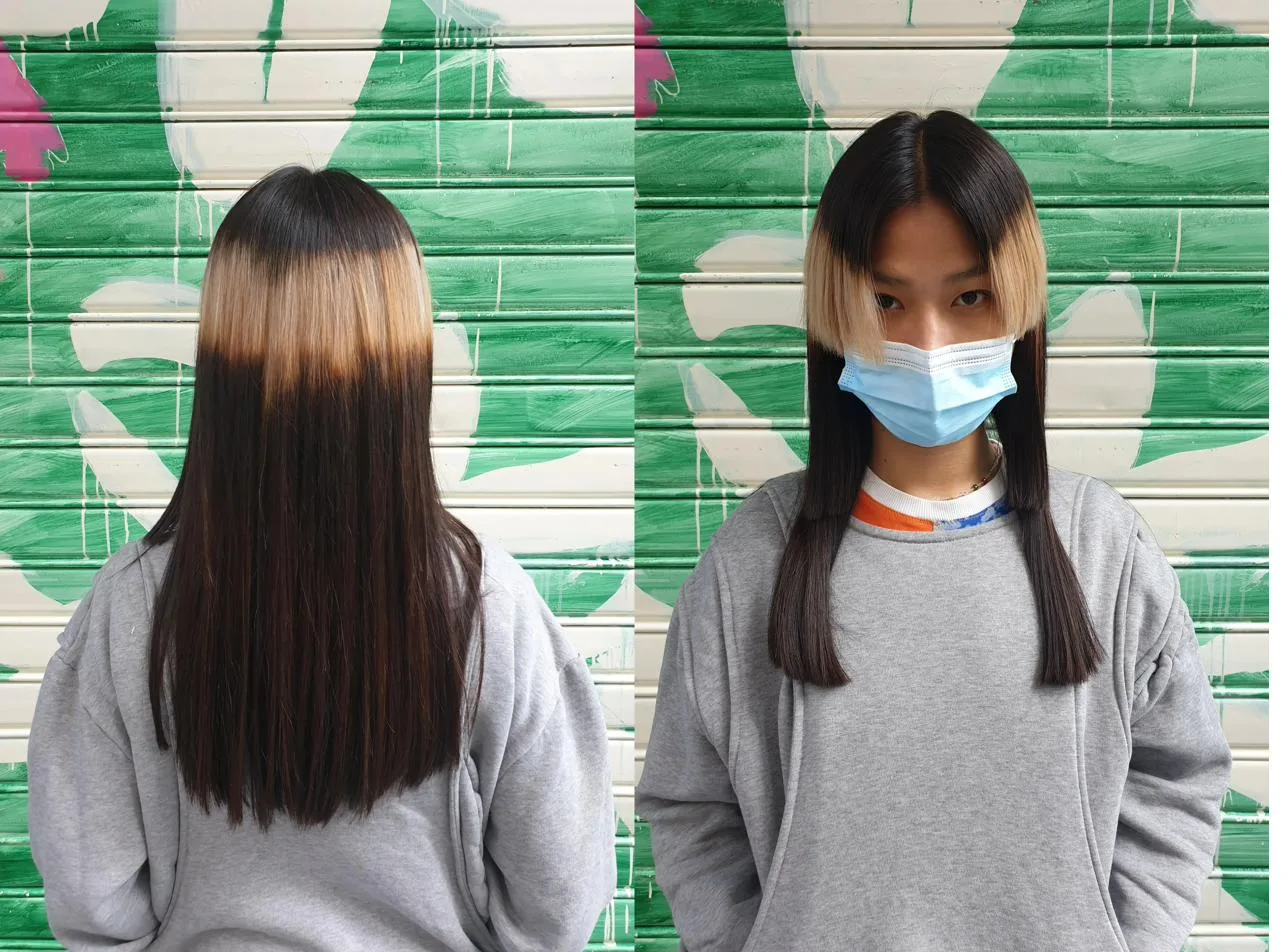Color block blond brun cheveux longs Paris