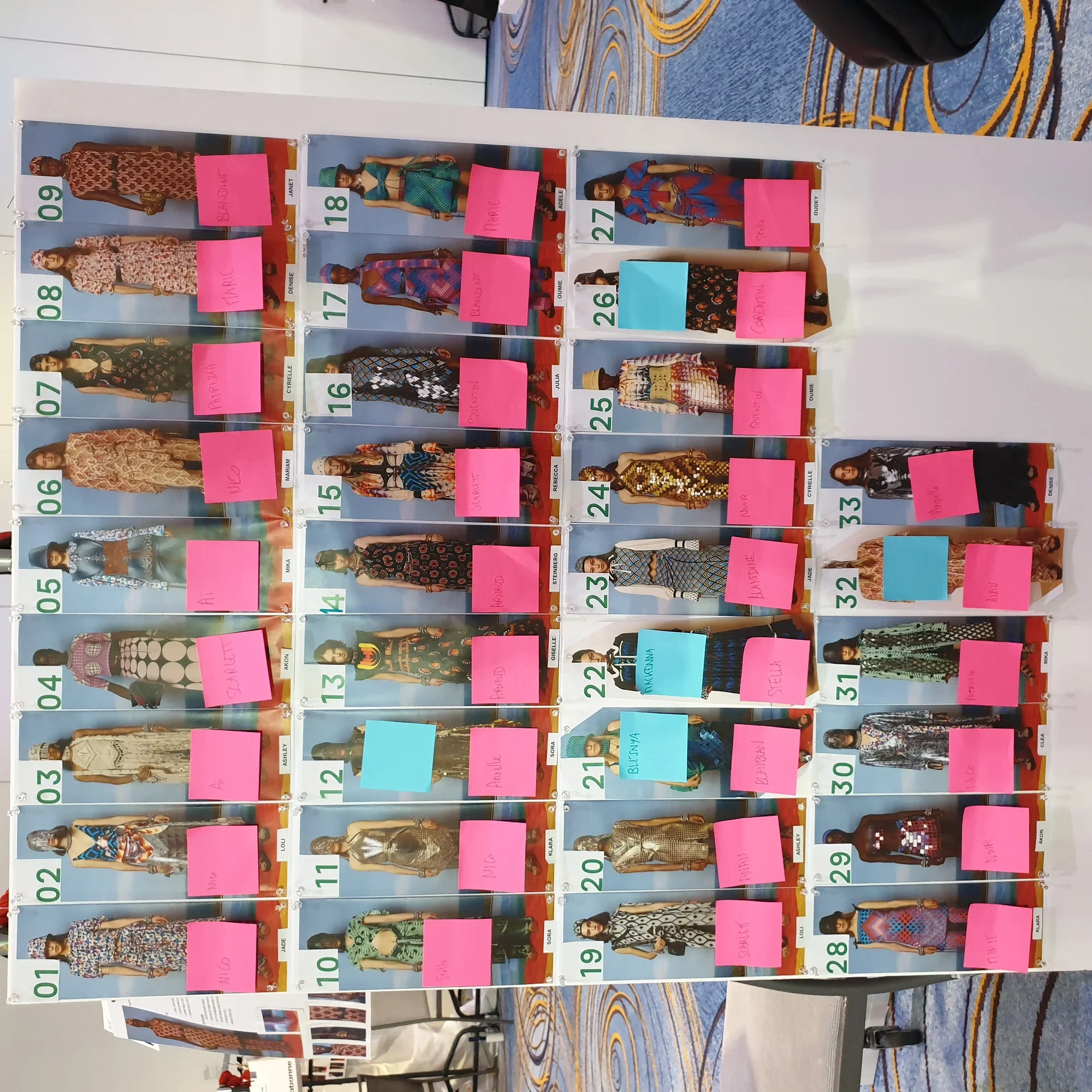 Line-up board Paco Rabanne SS22 33 looks backstage Fashion Week Paris