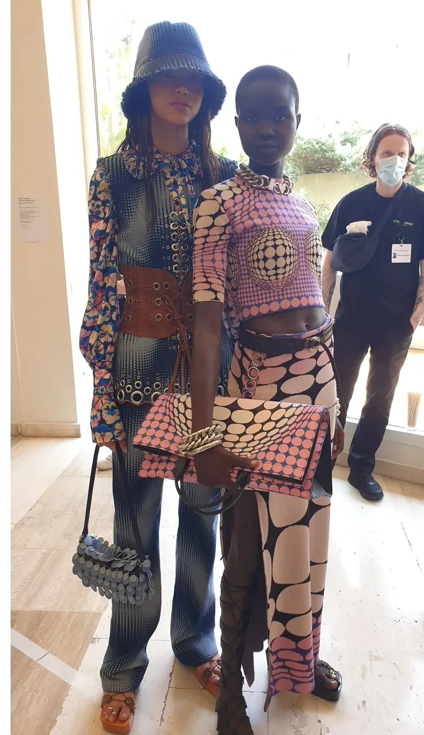 Mannequins backstage Paco Rabanne SS22 Vasarely Fashion Week